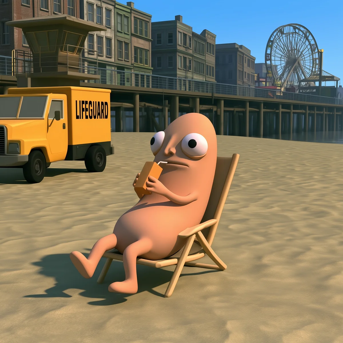 Relaxing in a deck chair with an ice cream